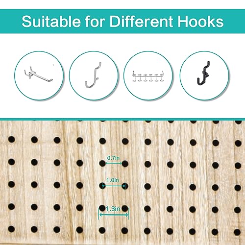 Babion 4 Panel Pegboard Display, Peg Board Room Divider Pegboard Freestanding Folding Privacy Screens Pegboard Display Stand for Craft Shows (Natural)