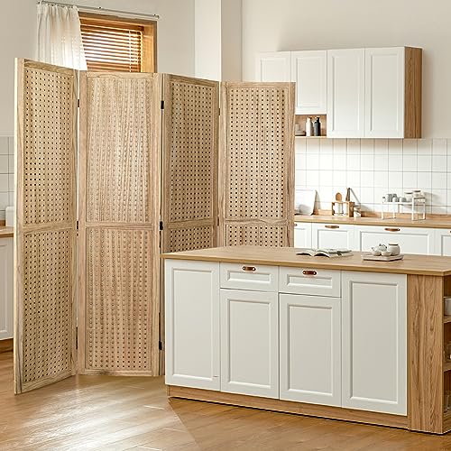 Babion 4 Panel Pegboard Display, Peg Board Room Divider Pegboard Freestanding Folding Privacy Screens Pegboard Display Stand for Craft Shows (Natural)