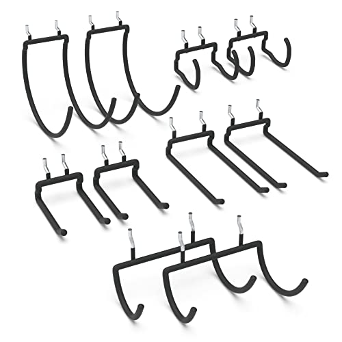 HUHOLE Pegboard Drill Holder, Peg Board Tool Utility Hooks, 10 Pack Heavy Duty Pegboard Tool Holder for Power Tools, Drill, Hammer, Cord, Fit for 1/4" Pegboard