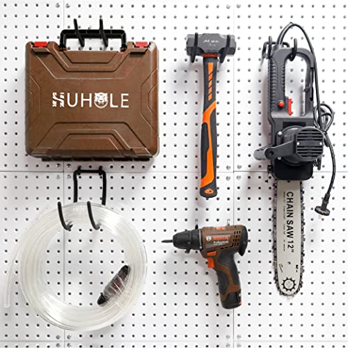 HUHOLE Pegboard Drill Holder, Peg Board Tool Utility Hooks, 10 Pack Heavy Duty Pegboard Tool Holder for Power Tools, Drill, Hammer, Cord, Fit for 1/4" Pegboard