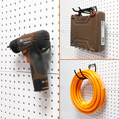 HUHOLE Pegboard Drill Holder, Peg Board Tool Utility Hooks, 10 Pack Heavy Duty Pegboard Tool Holder for Power Tools, Drill, Hammer, Cord, Fit for 1/4" Pegboard