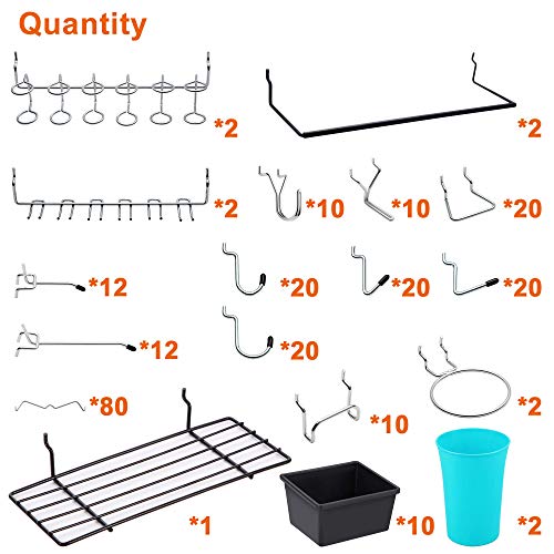 MENEONE Pegboard Hooks, Peg Board Bins, Peg Locks, for Organizing Various Tools, 255 Pieces