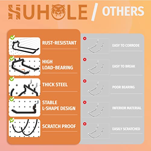 HUHOLE Pegboard Drill Holder, Peg Board Tool Utility Hooks, 10 Pack Heavy Duty Pegboard Tool Holder for Power Tools, Drill, Hammer, Cord, Fit for 1/4" Pegboard