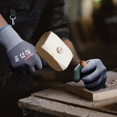 Gasoline Safety Work Gloves, Nitrile Coated-12 Pairs, Dot Grip