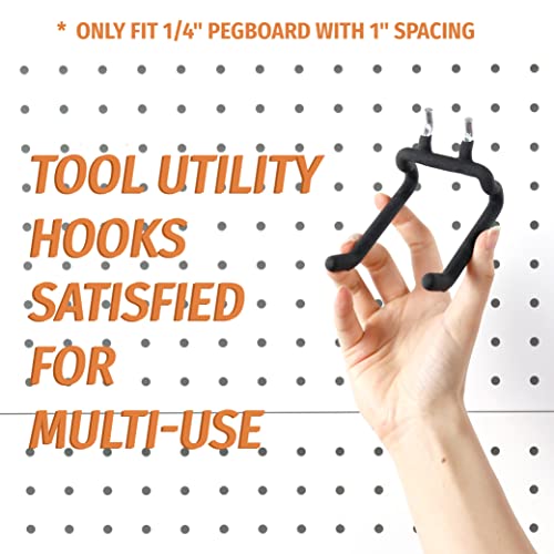 HUHOLE Pegboard Drill Holder, Peg Board Tool Utility Hooks, 10 Pack Heavy Duty Pegboard Tool Holder for Power Tools, Drill, Hammer, Cord, Fit for 1/4" Pegboard