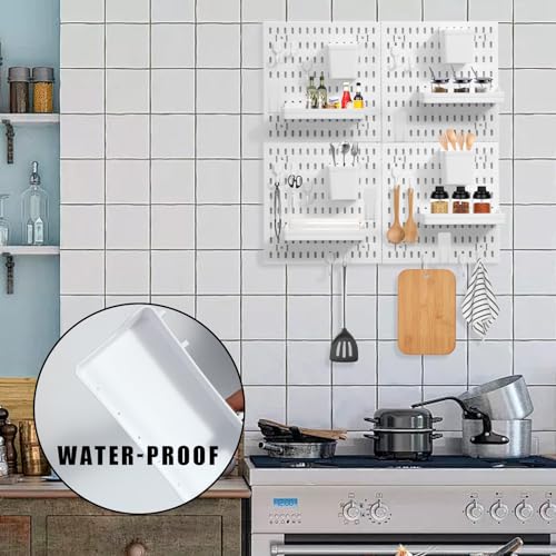 Dualshine Premium Pegboard Combination Kit, White Pegboard Wall Organizer with 4 Small Plastic Panels and 40 Accessories, Ideal for Craft Room, Bathroom, Nursery Storage, and Office (22"*22")