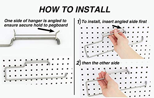 RightArrange One-Handed Tear Pegboard Paper Towel Holder - Stainless Steel - Hooks to Any Peg Board - Pegboard Organization Accessory for Tool Shed, Garage, Workbench, Kitchen, Laundry or Craft Room