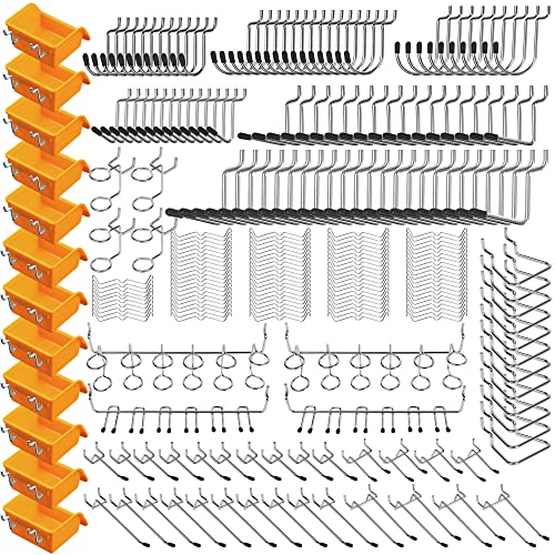 ELEAD 260 Piece Pegboard Hooks 1/8 and 1/4 inch peg Board Organizer Accessories with Pegboard Bins for Organizing Various Tools in The Garage Kitchen Bathroom Craft Room