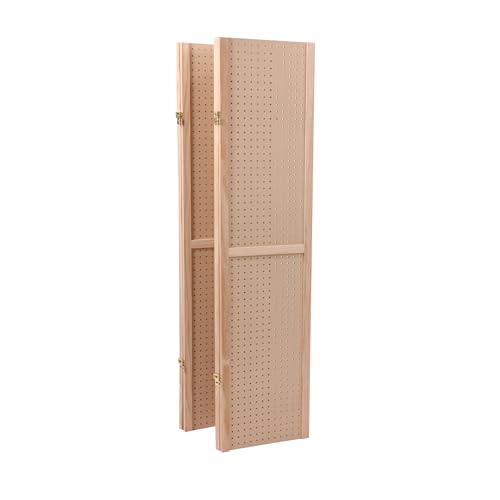 SSWBasics 5 Foot 4-Panel Folding Four Panel Folding Pegboard Stand for Crafting - Versatile Peg Board Display Room Divider - Paint Ready Surface for Customization - Perfect for Trade Shows, Flea