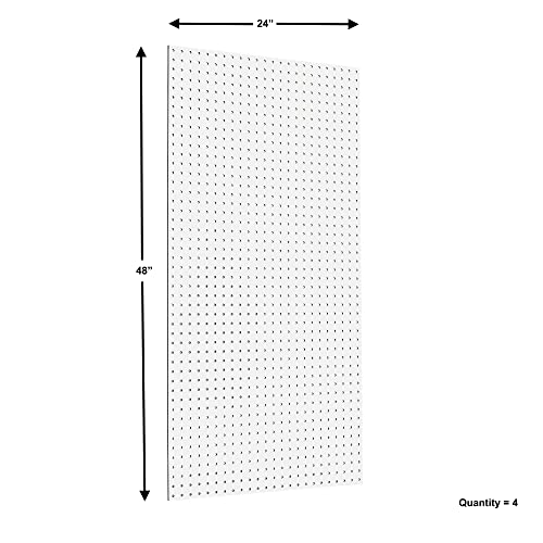 Triton Products HDW-4 High Density Fiberboard, 24" x 48" x1/4", White (Set of 4) Pegboard, 24 Inch W x 48 Inch H x 1/4 Inch D, 4 Count