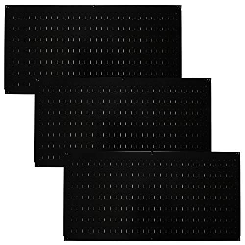 Wall Control Pegboard Value Pack - (3) Pack of Wall Control 16-Inch Tall x 32-Inch Wide Horizontal Black Metal Pegboards for Wall Home & Garage Tool Storage Organization (Black Pegboard)