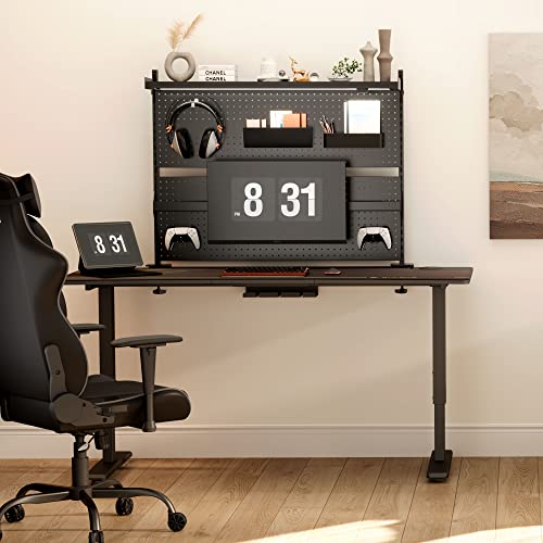 EUREKA ERGONOMIC Desk Pegboard with Dual Monitor Stand,Steel Pegboard for Desk,Computer Desk Accessories for Office, Privacy Panel for Gaming Desk, 4 Accessories Modular Hanging,43 x 34inch, Black