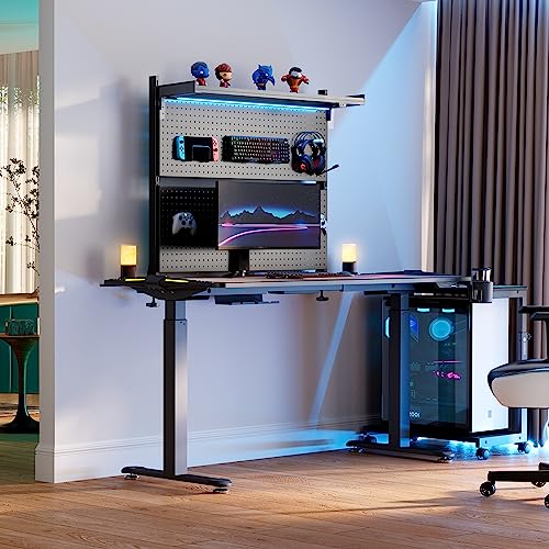 EUREKA ERGONOMIC Desk Pegboard with Dual Monitor Stand,Steel Pegboard for Desk,Computer Desk Accessories for Office, Privacy Panel for Gaming Desk, 4 Accessories Modular Hanging,43 x 34inch, Black