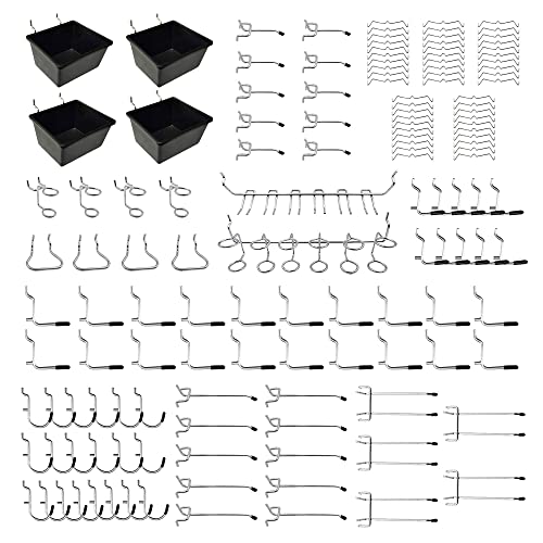 Dobures 143PCS Pegboard Hooks,Pegboard Accessories Organizer Kit, Pegboard Set for Tools,1/8 and 1/4 inch Pegboard Hooks Assortment, Peg Board Hooks, Peg Board Bins, Peg Locks