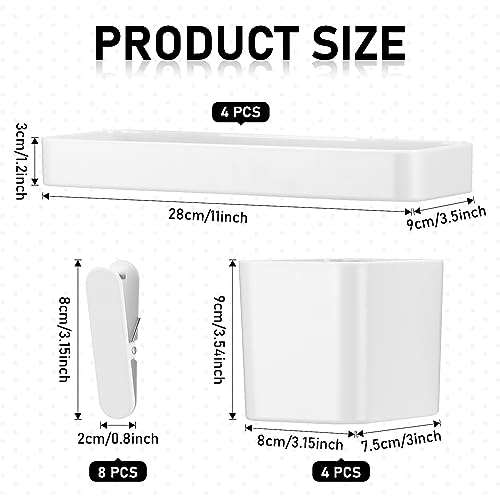 Suzile 16 Pcs Pegboard Wall Accessories Kit Including 4 Storage Bins 4 Square Containers 8 Clips White Pegboard Combination Organizer for Home Office Wall Organization Storage Without Pegboards