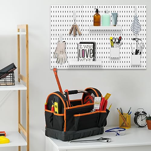 Suzile 16 Pcs Pegboard Wall Accessories Kit Including 4 Storage Bins 4 Square Containers 8 Clips White Pegboard Combination Organizer for Home Office Wall Organization Storage Without Pegboards