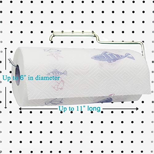 1 Pack Sturdy Steel Pegboard Paper Towel Holder | Hook to anywhere standard pegboard | Pegboard Accessory-Hook to Workshop,Garage,Kitchen,Laundry Room,Bathroom etc.
