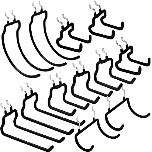 FRIMOONY 12 PCS Heavy Duty Pegboard Hooks, for Organizing Various Tools, for 1/4 Inch Pegboard, Black