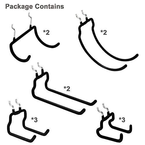 FRIMOONY 12 PCS Heavy Duty Pegboard Hooks, for Organizing Various Tools, for 1/4 Inch Pegboard, Black