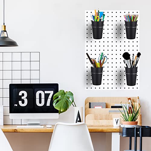 Kuhome 7 Sets Pegboard Bins with Rings, Ring Style Pegboard Hooks with Pegboard Cups, Pegboard Cup Holder Accessories for Organizing Storage (Black)