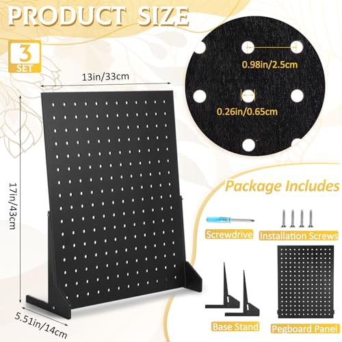 GlikCeil 3 Pcs Wooden Peg Board Pegboard Display Stand Jewelry Rack Wooden Earring Display for Necklace Keychain Earring Craft Storage Holder Retail Vendors Selling Shows(Hooks Are Not Included)
