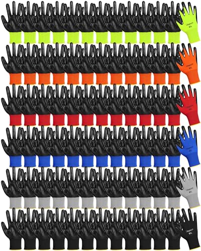 54 Pairs PU Coated Safety Gloves for Men/Women