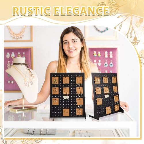 GlikCeil 3 Pcs Wooden Peg Board Pegboard Display Stand Jewelry Rack Wooden Earring Display for Necklace Keychain Earring Craft Storage Holder Retail Vendors Selling Shows(Hooks Are Not Included)