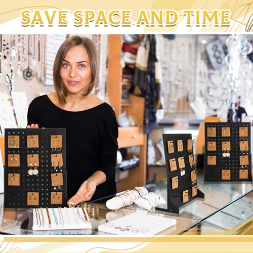 GlikCeil 3 Pcs Wooden Peg Board Pegboard Display Stand Jewelry Rack Wooden Earring Display for Necklace Keychain Earring Craft Storage Holder Retail Vendors Selling Shows(Hooks Are Not Included)
