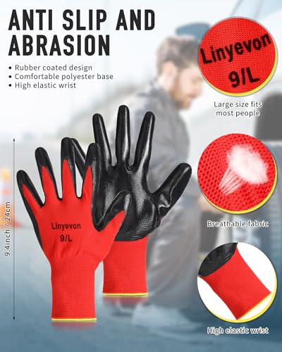 54 Pairs PU Coated Safety Gloves for Men/Women
