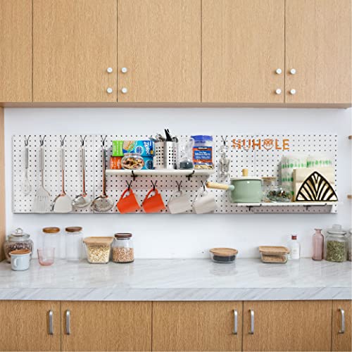 HUHOLE Pegboard Hooks, J-Hook, 1 Inch Silver Pegs 40 Pack, Ideal Display Hooks for Hanging Jewelry, Necklaces, Keys, Small Tools, Will Not Fall Out, Fit 1/8”, 3/16” Peg Boards