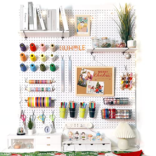 HUHOLE Pegboard Hooks, J-Hook, 1 Inch Silver Pegs 40 Pack, Ideal Display Hooks for Hanging Jewelry, Necklaces, Keys, Small Tools, Will Not Fall Out, Fit 1/8”, 3/16” Peg Boards