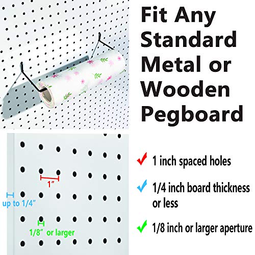 Paper Towel Holder for Pegboard, Extendable, Fit Any Standard Pegboard, 2 Packs, Black