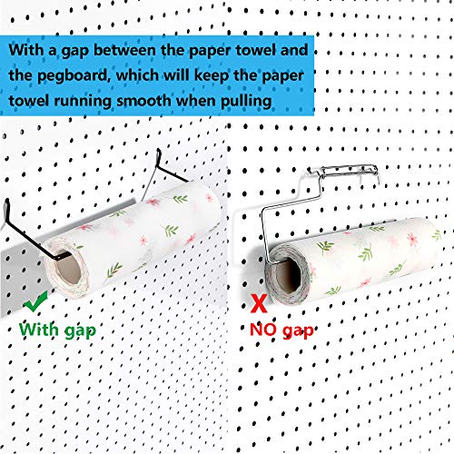 Paper Towel Holder for Pegboard, Extendable, Fit Any Standard Pegboard, 2 Packs, Black