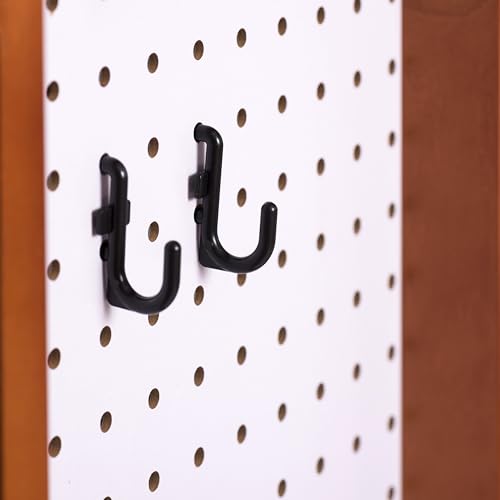 Tapeera 100-Pack Jewelry Tower Black J-Shaped Peg Hooks for 1/4 Inch Pegboard Hole Size - Pegboard Hooks for Jewelry Garage Tools Organizer Storage - Pegboard Accessories for Retail