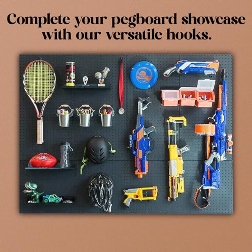 Tapeera 100-Pack Jewelry Tower Black J-Shaped Peg Hooks for 1/4 Inch Pegboard Hole Size - Pegboard Hooks for Jewelry Garage Tools Organizer Storage - Pegboard Accessories for Retail