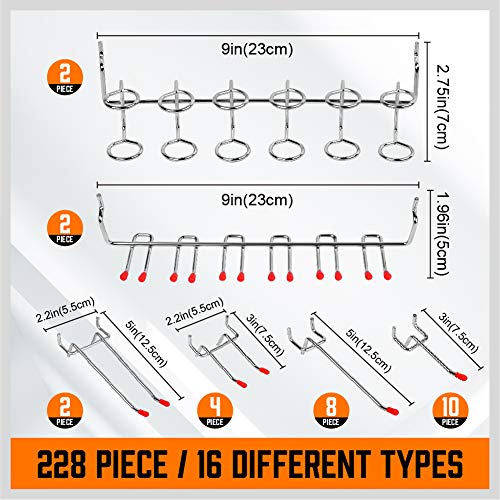 HORUSDY 238-Piece Pegboard Hooks Assortment, Pegboard Accessories with Pegboard Bins for Organizing Various Tools