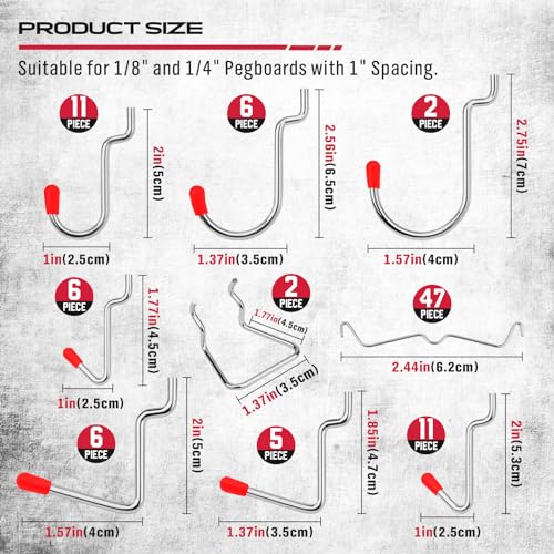 Ultimate 121-Piece Pegboard Hooks Set, Pegboard Accessories with Metal Hooks, Durable Peg Board Organizer Accessories, Pegboard Bins, Peg Board Tool Utility Hooks, Peg Board Hooks