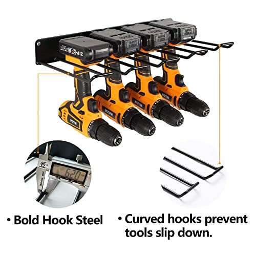 UU-Major Power Tool Organizer with Charging Station,Drill Holder Wall Mount,Garage Storage Shelves for Organization,Heavy Duty Pegboard Wall Organizer Set Solid Metal Black 2 Pack 4 Set
