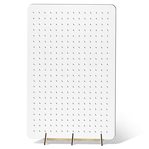 Wooden Peg Board Rotating Display Stand Jewelry Display Rack Organizer Keychain Display Peg Board Accessories Display Organization Storage for Jewelry Craft Shows Earring Tools, 24 x 16 Inches (White)