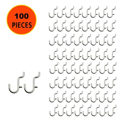 i-FKM 100PCS Metal Pegboard J Hook Accessories Peg Board Wall Display Assortment for Jewelry Organizer Hanging Tools