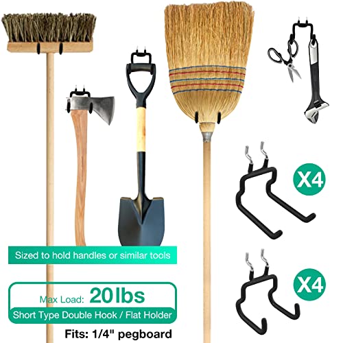 G.CORE 8-Pack Pegboard Hooks, Peg Board Tool Utility Hooks & Hangers Fit 1/4" Pegboards, Heavy Duty Metal Peg Board Shelving Hooks, Wall Organizers and Storage for Craft Room Garage Workbench Office