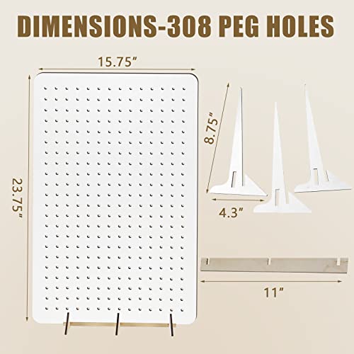 Wooden Peg Board Rotating Display Stand Jewelry Display Rack Organizer Keychain Display Peg Board Accessories Display Organization Storage for Jewelry Craft Shows Earring Tools, 24 x 16 Inches (White)