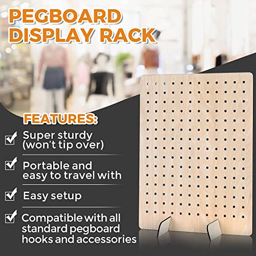 Wooden Pegboard Display Stand Retail Rack - Necklace Holder Earring Display Stands for Selling and Craft Shows - Jewelry, Pin, Stickers & Keychain Peg Board, 17" x 13"