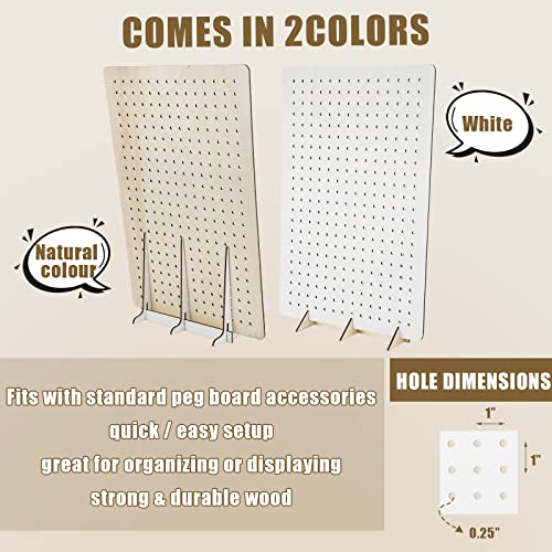 Wooden Peg Board Rotating Display Stand Jewelry Display Rack Organizer Keychain Display Peg Board Accessories Display Organization Storage for Jewelry Craft Shows Earring Tools, 24 x 16 Inches (White)