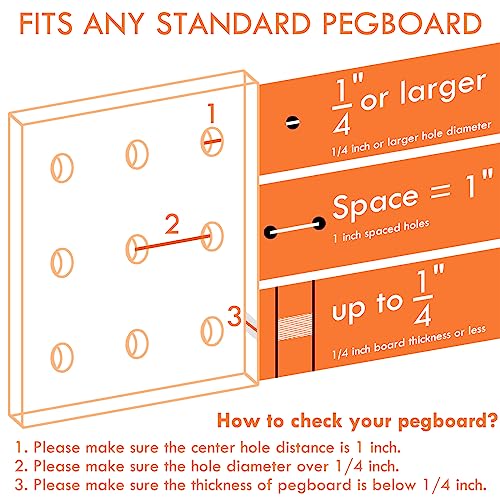 G.CORE 8-Pack Pegboard Hooks, Peg Board Tool Utility Hooks & Hangers Fit 1/4" Pegboards, Heavy Duty Metal Peg Board Shelving Hooks, Wall Organizers and Storage for Craft Room Garage Workbench Office