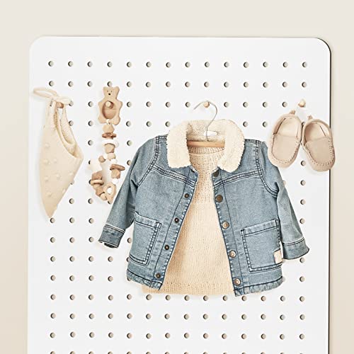 Wooden Peg Board Rotating Display Stand Jewelry Display Rack Organizer Keychain Display Peg Board Accessories Display Organization Storage for Jewelry Craft Shows Earring Tools, 24 x 16 Inches (White)