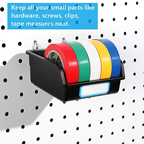 Pegboard Bins with Hooks and Labels, for Organizing Accessories, 10 Packs, Black
