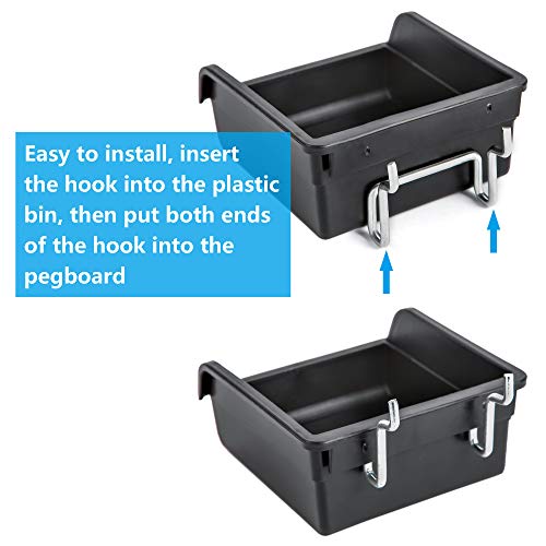 Pegboard Bins with Hooks and Labels, for Organizing Accessories, 10 Packs, Black