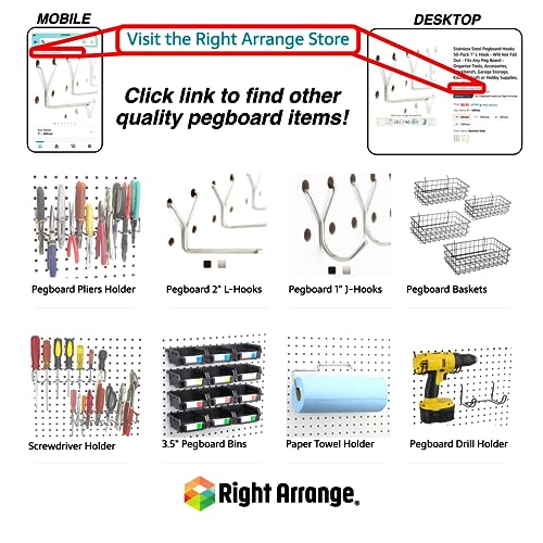 Pegboard Baskets, Set of 4 Black - Hooks to Any Peg Board - Square Style Wire Shelf Baskets - Organize Tools, Workbench, Accessories, Garage Storage - Wall Organizer Attachments