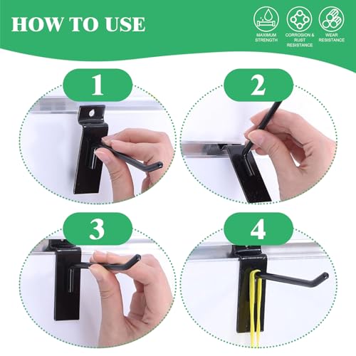 Yauhar 30Pcs 2 Inch/5CM Silver Slatwall Panel Hooks, Heavy Duty Slat Wall Hanging Display Hooks Pegboard Metal Hanger Hook for Gridwall Garage Shop Retail (Wire Diameter 5.6mm/ 0.22”)